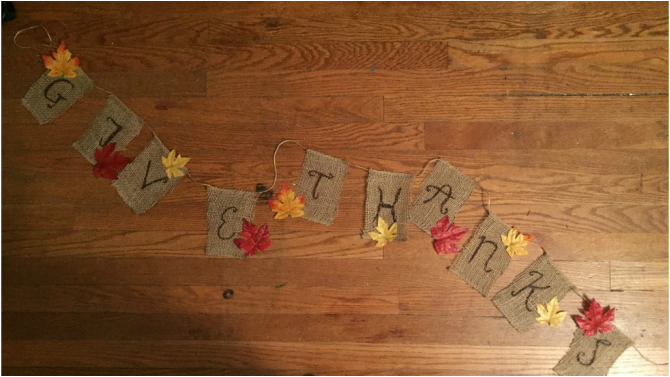 Picture, Thanksgiving, DIY, Banner, Decor, Decorations, Holidays, Fall, Leaves, Burlap, Twine