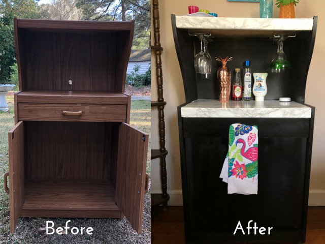 DIY Furniture Flip: Microwave Cart to Bar Cart Before and After