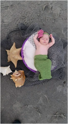 mermaid tail, baby cocoon, mermaid, tail, baby, cocoon, mermaid tail cocoon, photo prop, photo, prop, photo shoot, beach, newborn, happy customers, crochet, etsy, beanies and weenies, beaniesnweenies