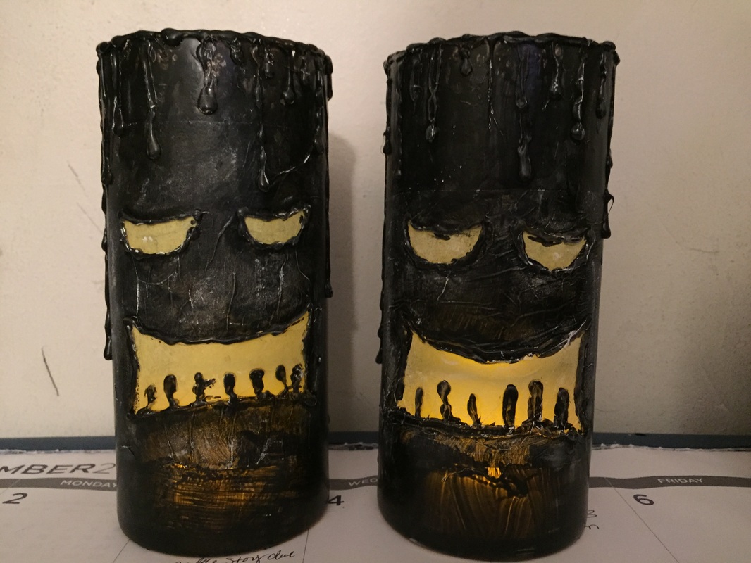 DIY, Halloween, Decor, DIY Halloween Decor, Halloween Decor, Decorations, Halloween Decorations, Candle Holders, Candles, Scary, Scary faces, faces