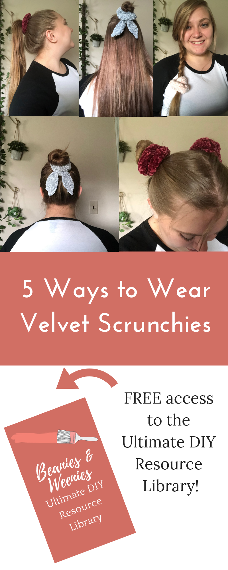 5 ways to wear a velvet scrunchie | how to style velvet scrunchies