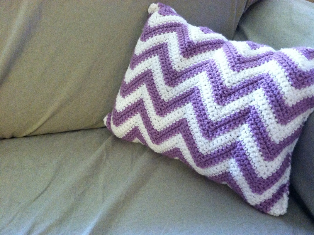 Picture, Crochet, Pillow, Throw Pillow, Chevron, Stripes, Multi-colored, Handmade, Stuffed, Stuffing, Small, Decor, Decorations, Etsy, Beanies and Weenies