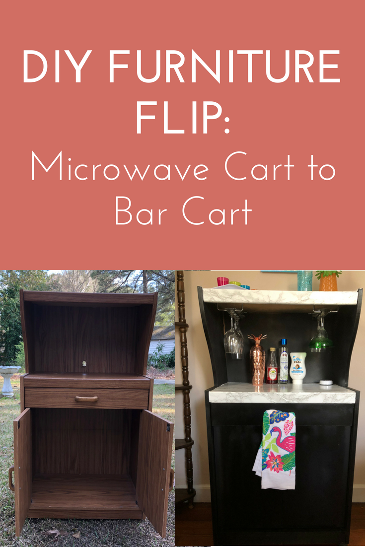 DIY furniture flip: microwave cart to bar car