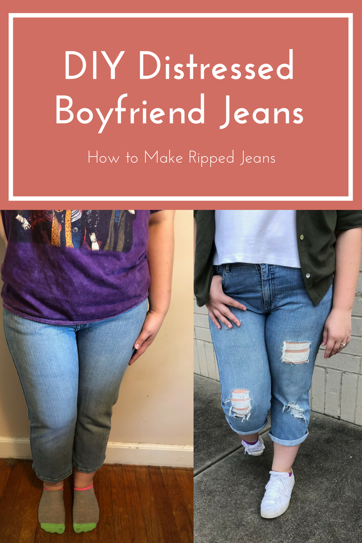DIY Distressed Boyfriend Jeans