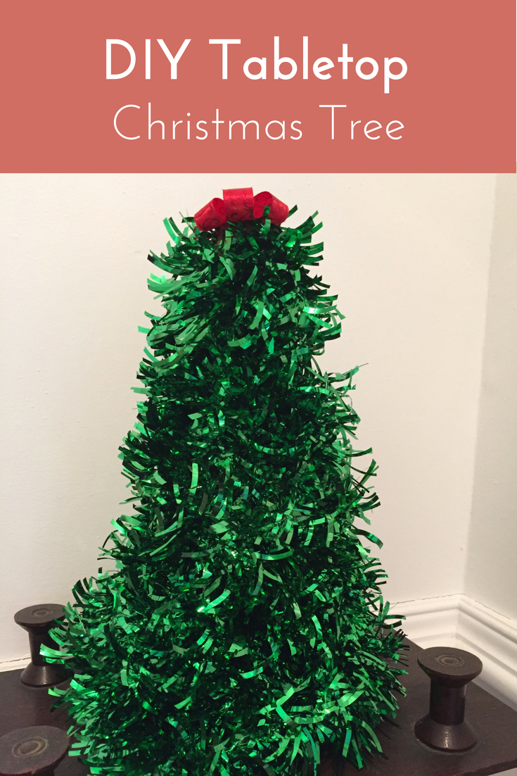 DIY Tinsel Tabletop Christmas Tree