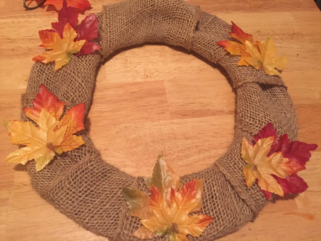 DIY Fall Leaves Wreath step 2